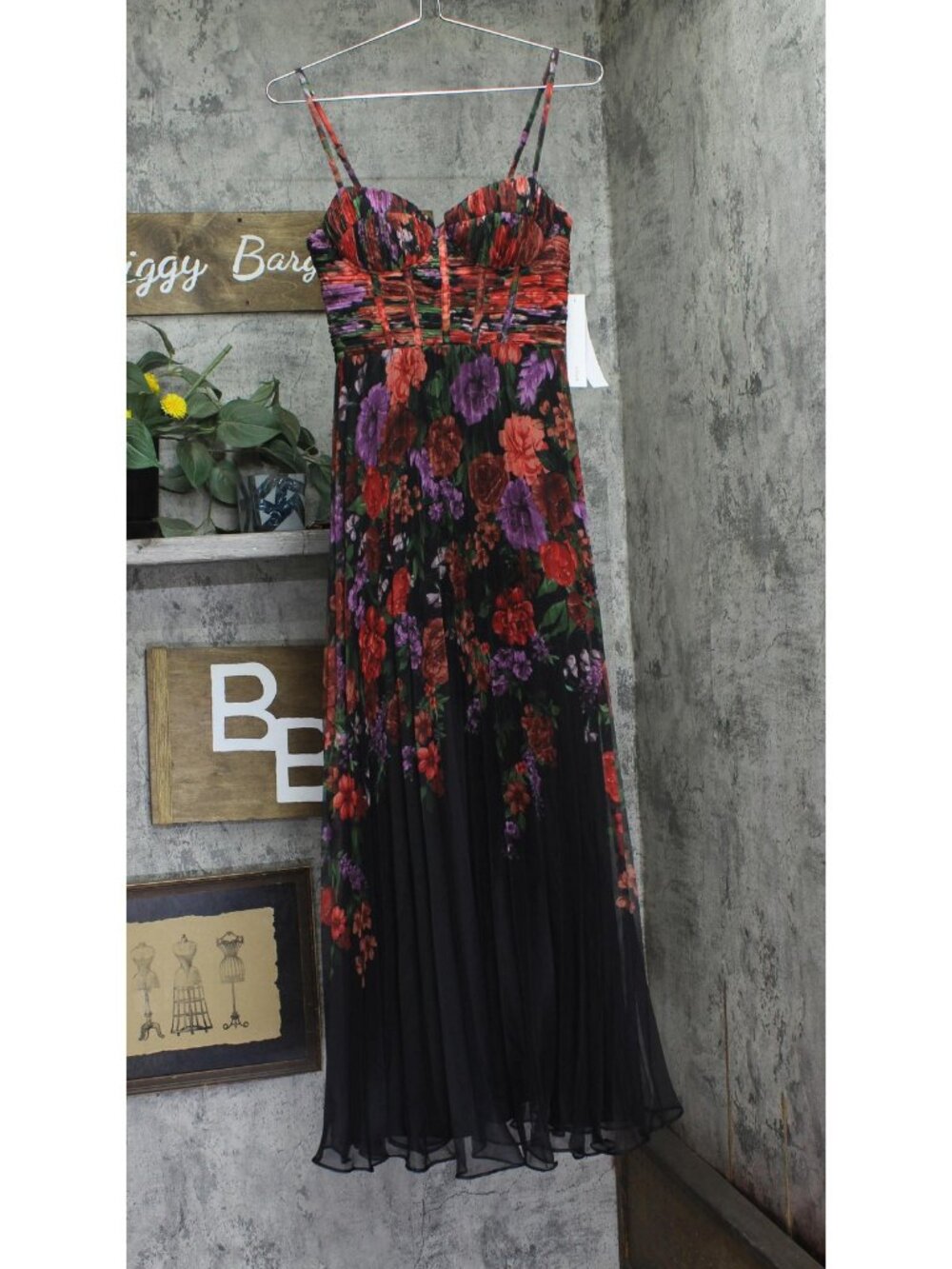 NWT Aqua Womens Floral Bustier Maxi Dress IDO14179 Black Multi S - Picture 2 of 8